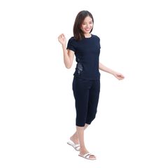 Đồ bộ mặc nhà nữ kiểu quần lửng tay ngắn cotton 024p 4237