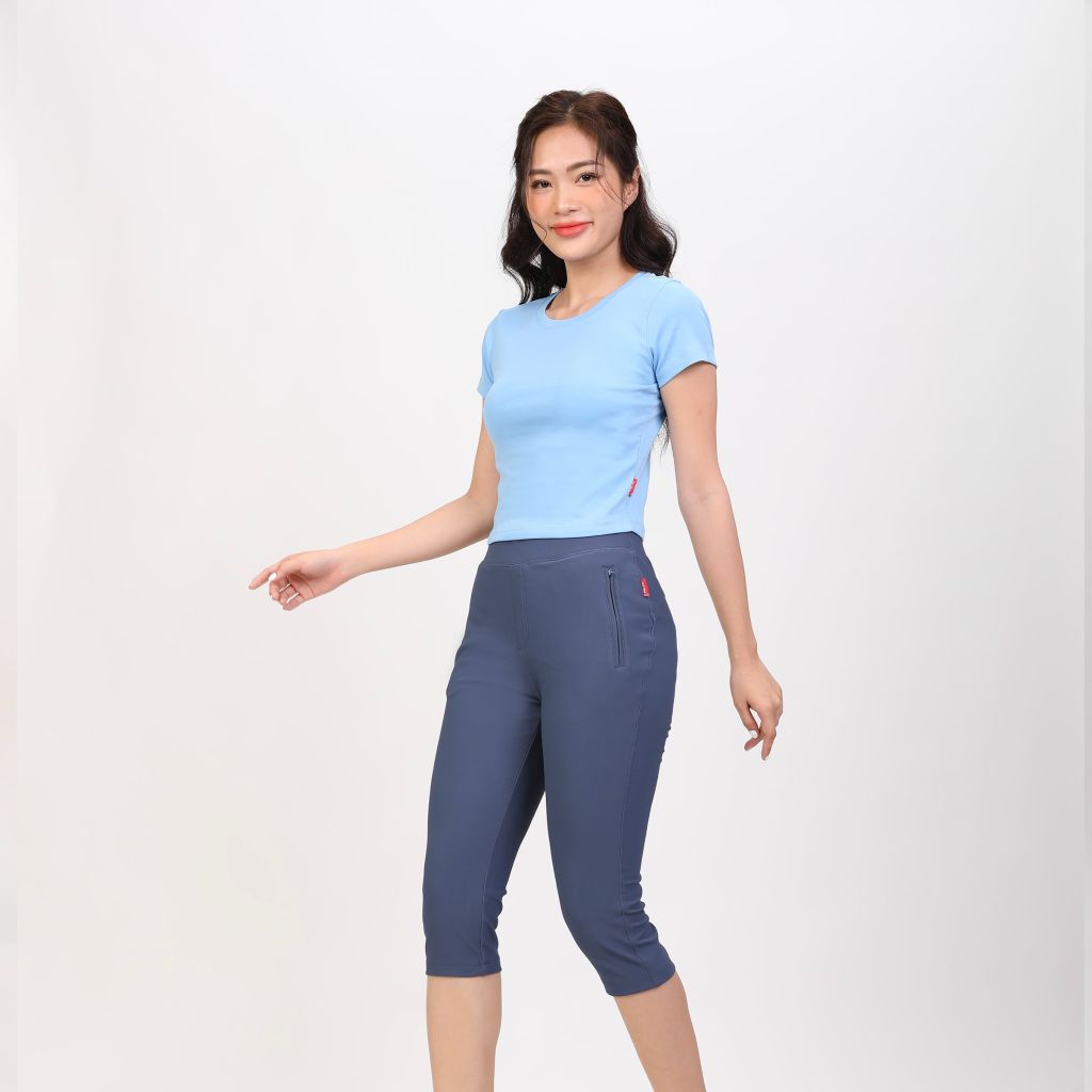 Áo Thun croptop Tay Ngắn Cổ Tròn Rib Cotton 220p 0265