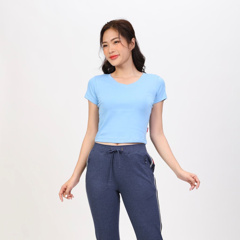 Áo Thun Croptop Tay Ngắn Cổ Tim Rib Cotton 220p 0266