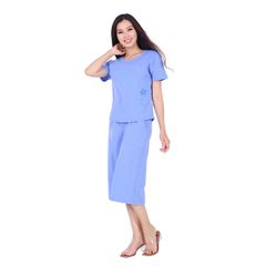 Đồ bộ nữ mặc nhà kiểu quần ống rộng lửng tay ngắn silk linen 484p 4111