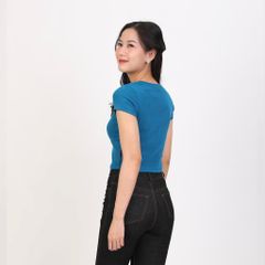 Áo Thun croptop Tay Ngắn Cổ Tròn Rib Cotton 220p 0265