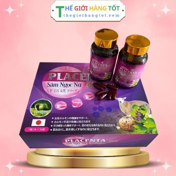  PLACENTA GOLD Sâm ngọc nữ Collagen - Hộp đôi (2 hộp x 30 viên) 