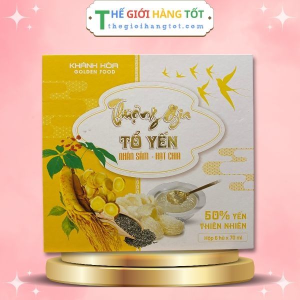  Yến sào Thượng gia Tổ yến Khánh Hòa - Nhân sâm hạt chia (50% yến) - Hộp 6 hũ x 70ml - giúp tăng cường sức khoẻ bổ sung dưỡng chất, giảm mệt mỏi 