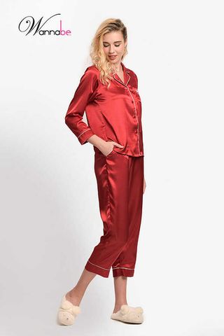 Đồ bộ mặc nhà Pijama cao cấp Wannabe, bộ dài BD35P tay dài, quần dài đơn giản, sang trọng [wannabe.com.vn]