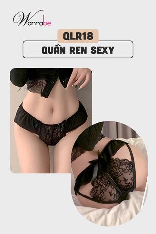 Quần lót ren cao cấp Wannabe QLR18 hở mông đính nơ quyến rũ