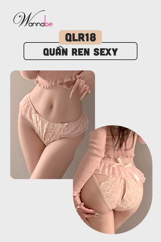 Quần lót ren cao cấp Wannabe QLR18 hở mông đính nơ quyến rũ