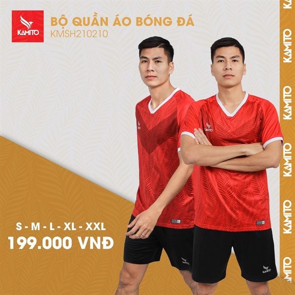 BỘ QUẦN ÁO BÓNG ĐÁ KAMITO KMSH210210 ĐỎ/ĐEN