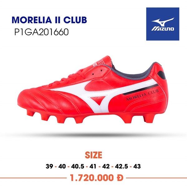 MIZUNO MORELIA II CLUB FG - IGNITION RED/WHITE