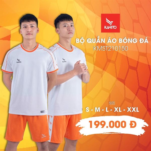 BỘ QUẦN ÁO BÓNG ĐÁ KAMITO KMST210150 TRẮNG/CAM