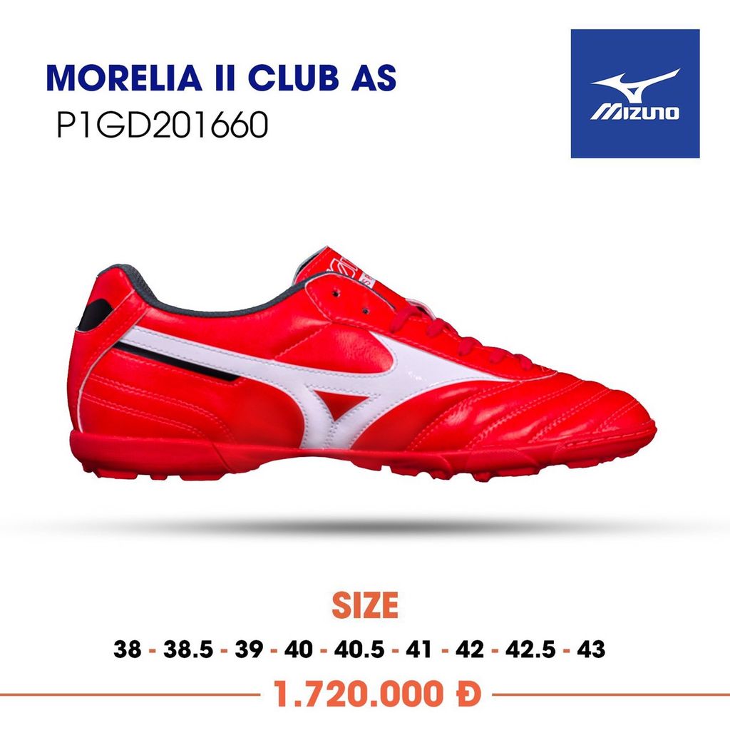 MIZUNO MORELIA II CLUB AS TF - IGNITION RED/WHITE