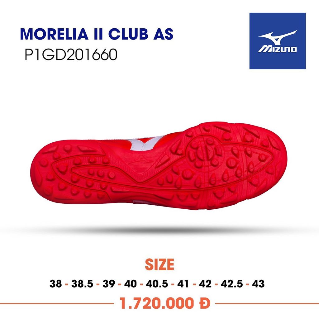MIZUNO MORELIA II CLUB AS TF - IGNITION RED/WHITE