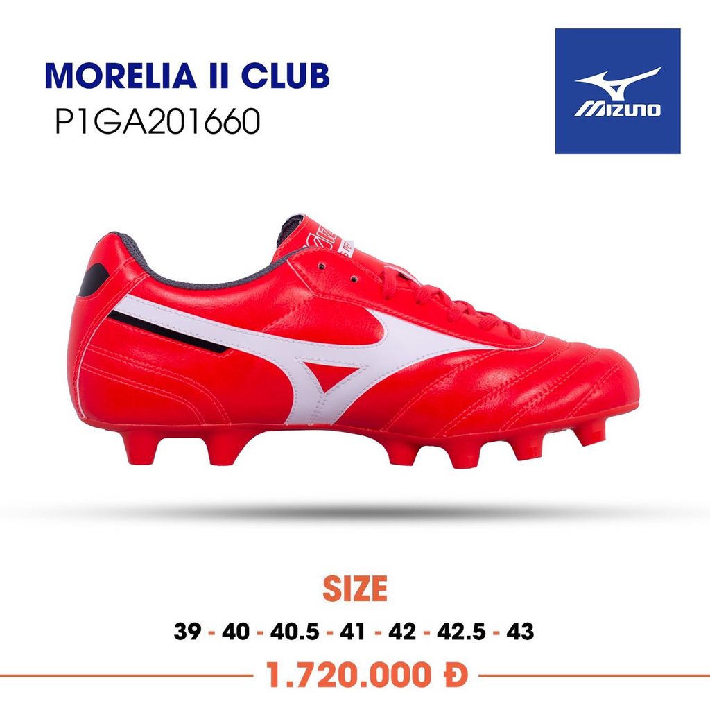 MIZUNO MORELIA II CLUB FG - IGNITION RED/WHITE