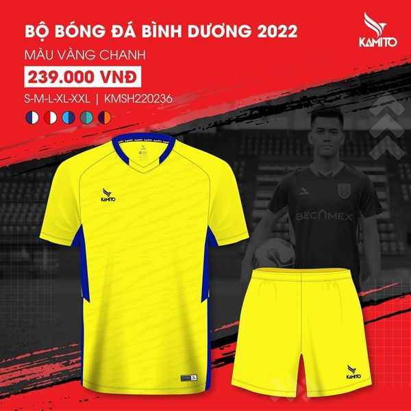 Bộ quần áo bóng đá KAMITO Bình Dương - Vàng/Vàng