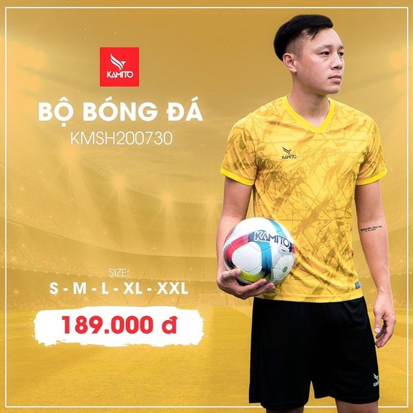 BỘ QUẦN ÁO BÓNG ĐÁ KAMITO KMSH200730 VÀNG/ĐEN