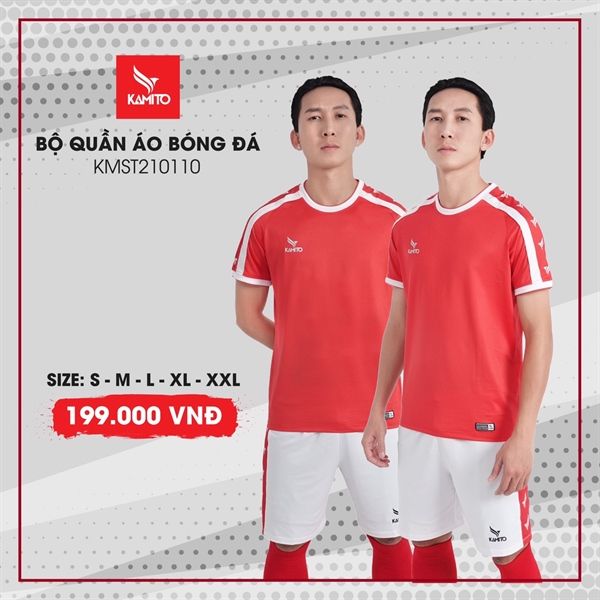 BỘ QUẦN ÁO BÓNG ĐÁ KAMITO KMST210110 ĐỎ/TRẮNG