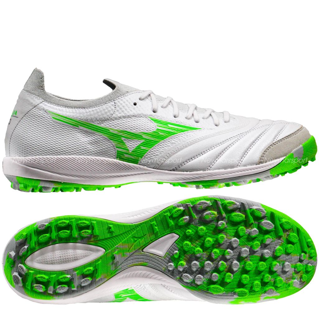 Giày đá bóng Mizuno Morelia Neo Sala Beta Made in Japan TF Frontier Pack - White/Green Q1GB251037