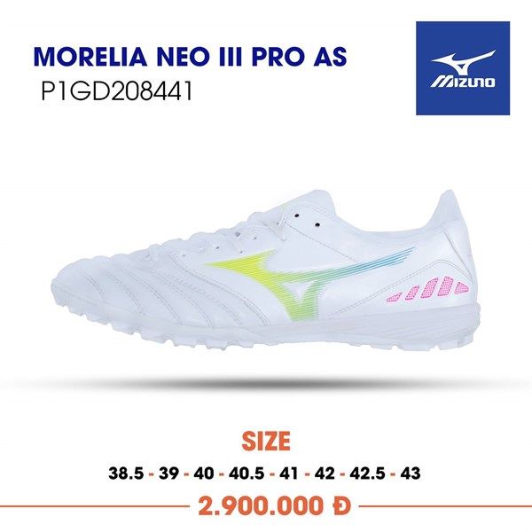 MIZUNO MORELIA NEO III PRO AS TF - White/Yellow/Pink
