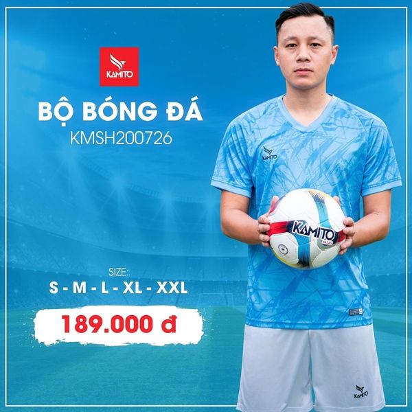 BỘ QUẦN ÁO BÓNG ĐÁ KAMITO KMSH200726 XANH DƯƠNG/TRẮNG