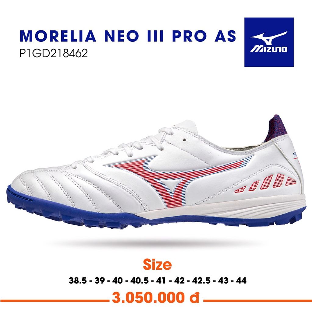 MIZUNO MORELIA NEO III PRO AS TF NEXT WAVE - WHITE-HIGH RISK RED