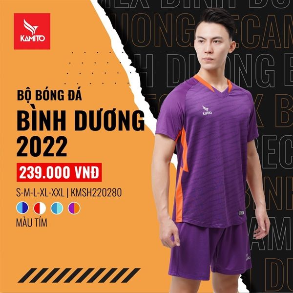 Bộ quần áo bóng đá KAMITO Bình Dương - Tím