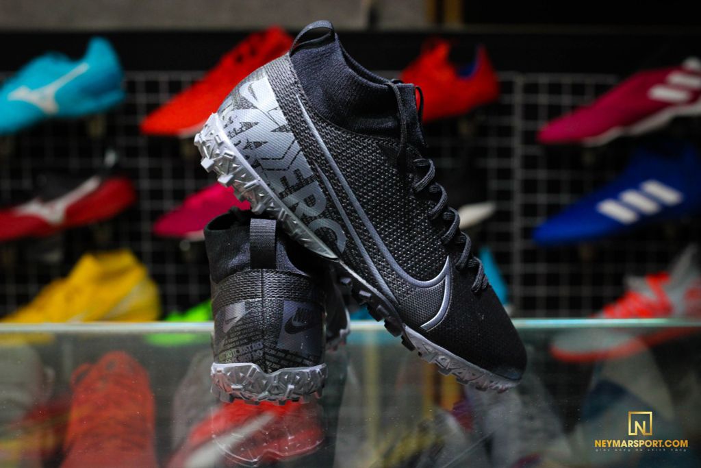 NIKE MERCURIAL SUPERFLY 7 ACADEMY TF UNDER THE RADAR - BLACK/METALLIC COOL GREY KIDS