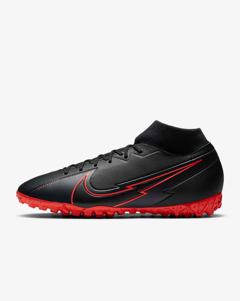 Nike Mercurial Superfly 7 Academy TF Black X Chile Red - Black/Chile Red/Dark Smoke Grey