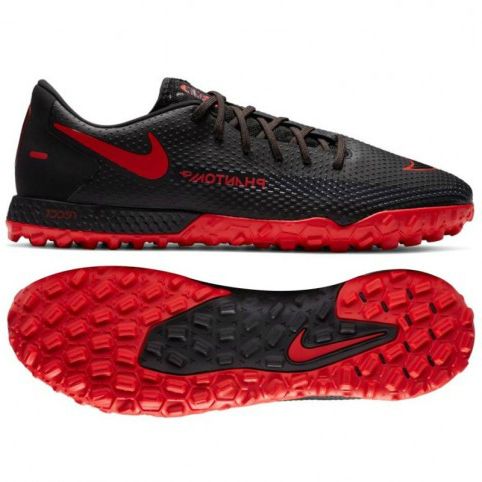 Nike Phantom GT React Pro TF Black X Chile Red - Black/Chile Red/Dark Smoke Grey
