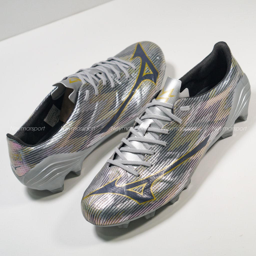 Giày đá bóng Mizuno Alpha II Pro FG Platinum Silver - Galaxy Silver/Gold P1GA256404