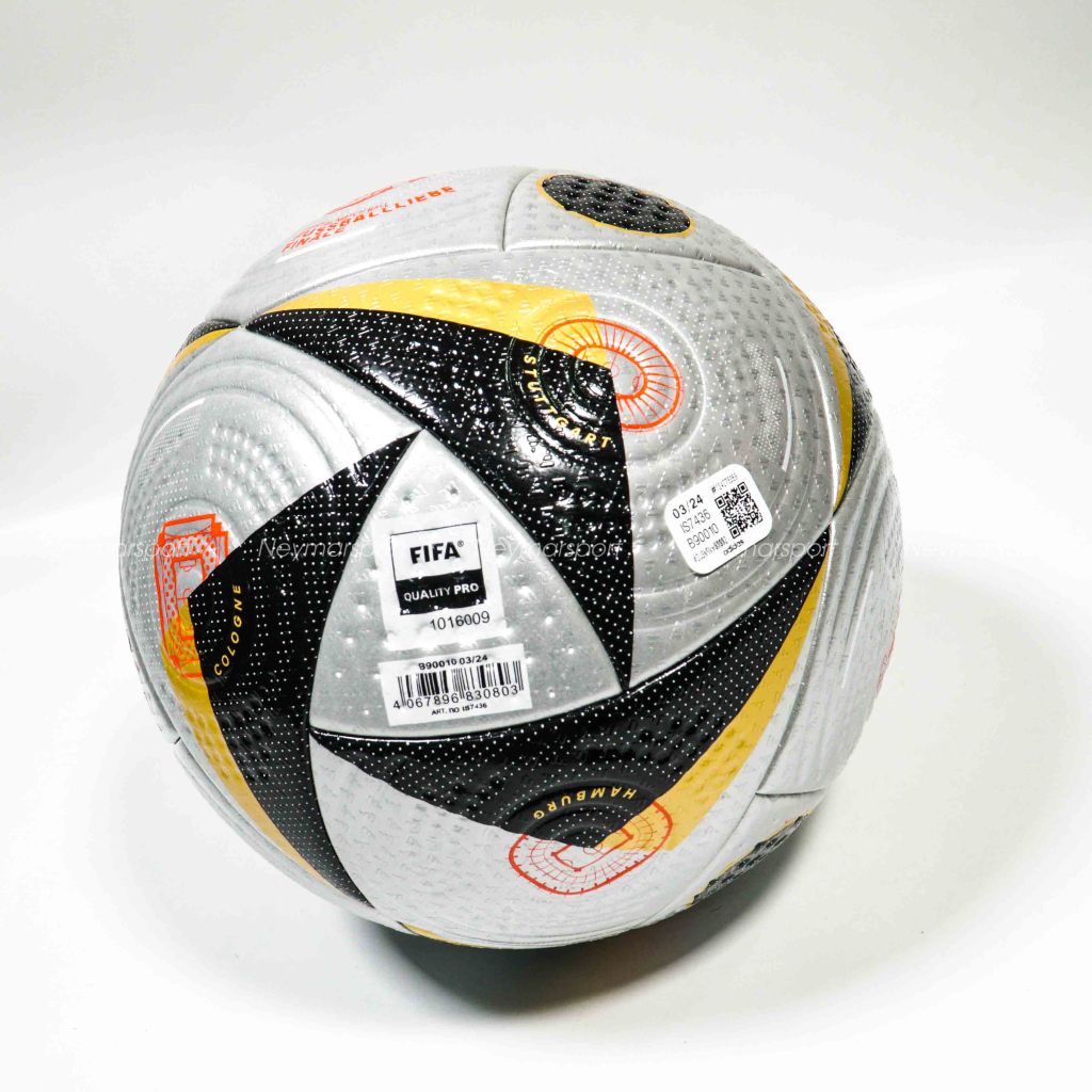 Quả bóng đá Adidas Football FUSSBALLLIEBE Finale Pro EURO 2024 Match Ball - Silver/Gold Metallic/Black IS7436