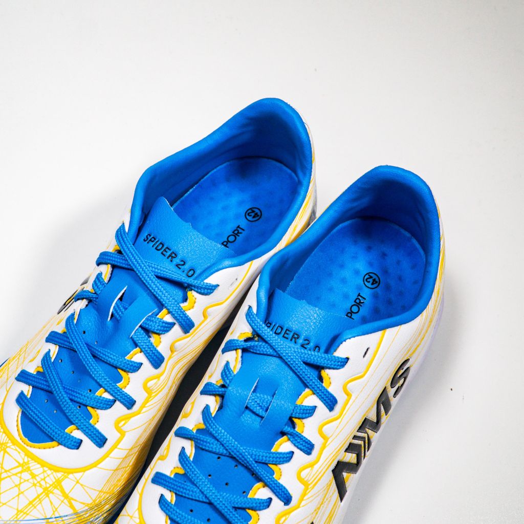 Giày đá bóng NMS SPIDER 2.0 TF - White/Yellow/Blue SPI2100