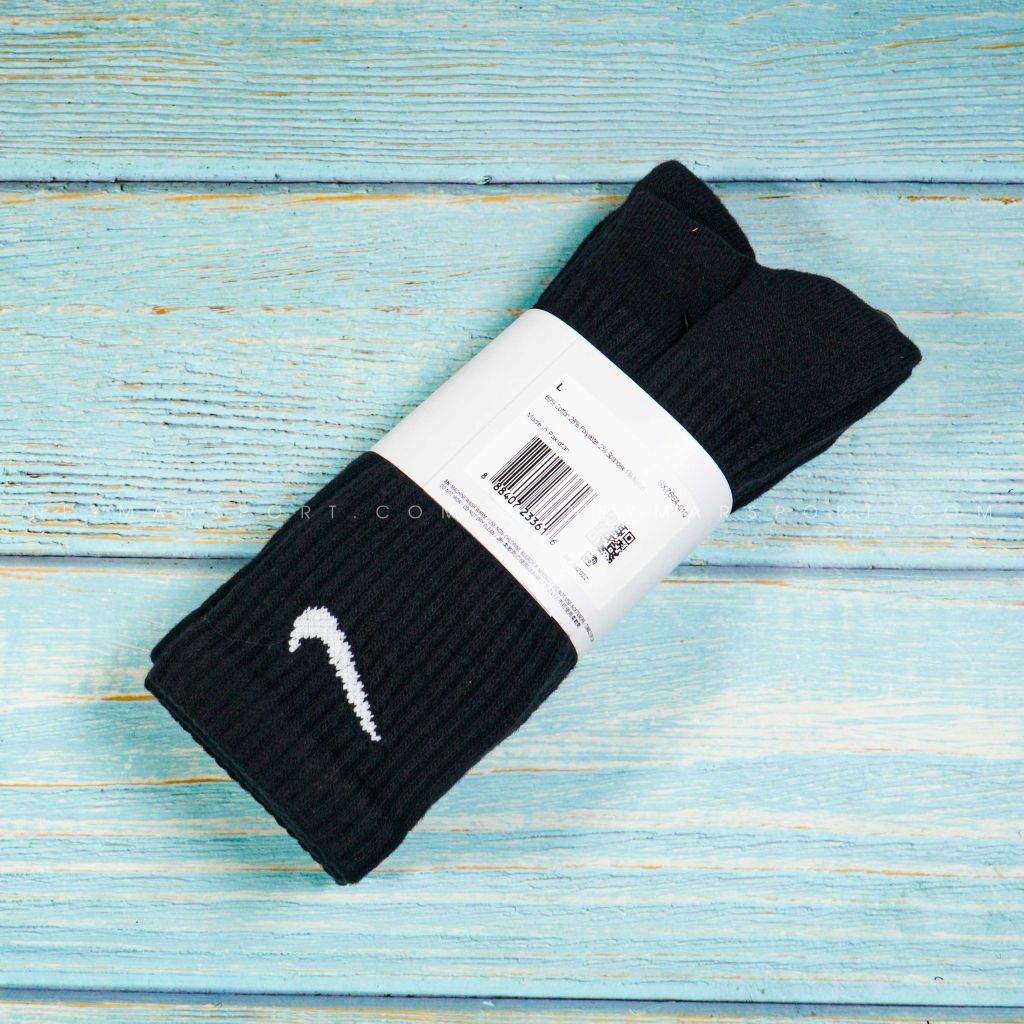 Pack 3 đôi vớ bóng đá Nike Socks Everyday Cush Crew - Black/White