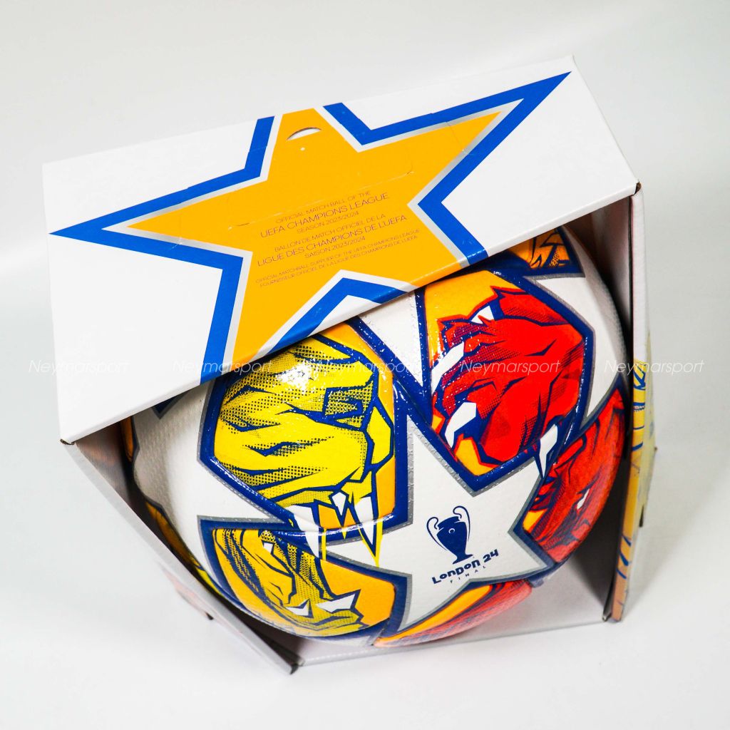 Quả bóng đá Adidas Football Pro Champions League London 2024 Match Ball - White/Glow Blue/Flame Orange IN9340