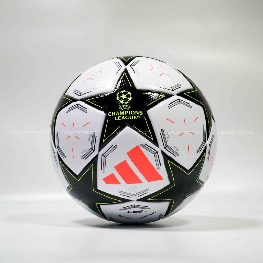 Quả bóng đá adidas Football League Champions League 2024/25 - White/Black/Platin Metallic/Solar Yellow IX4060