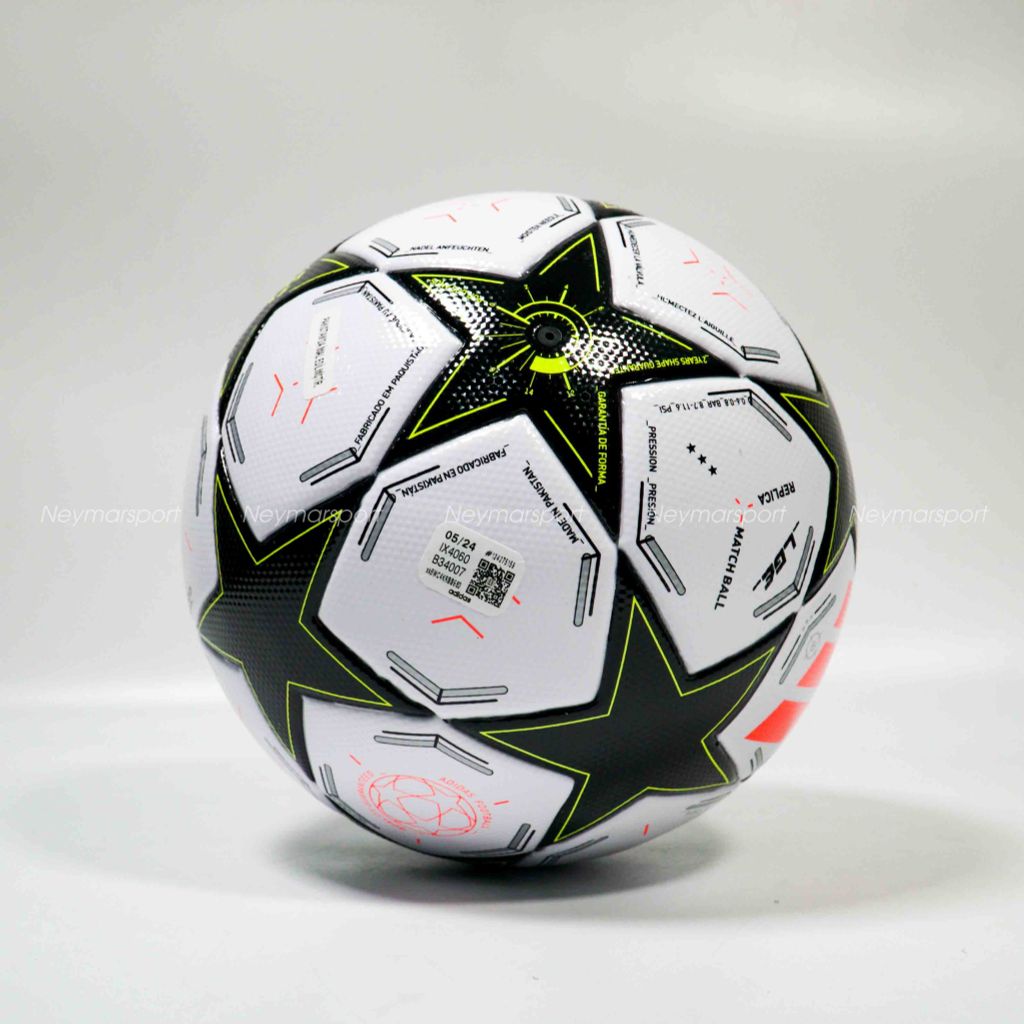 Quả bóng đá adidas Football League Champions League 2024/25 - White/Black/Platin Metallic/Solar Yellow IX4060