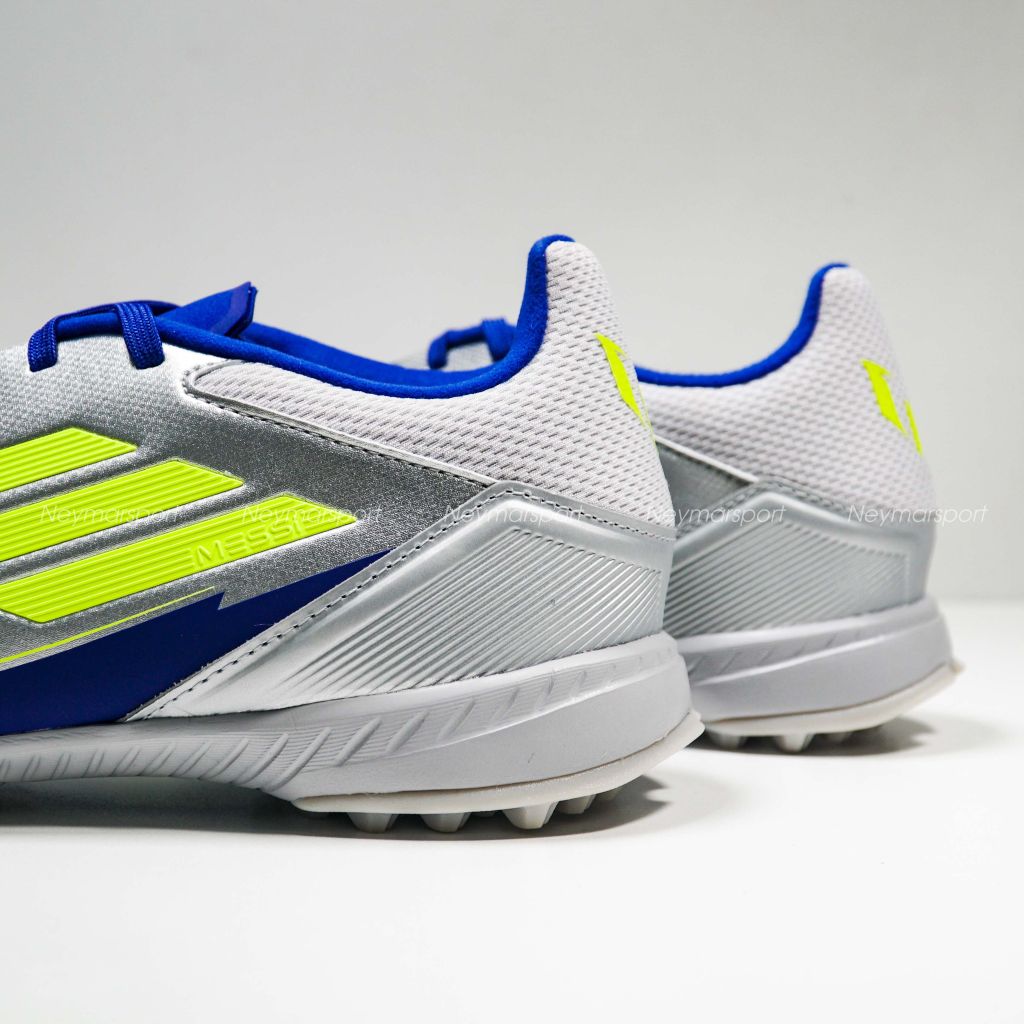 Giày đá bóng Adidas F50 2025 Messi TF La Vida Rapida - Silver Metallic / Solar Yellow / Lucid Blue IH0919