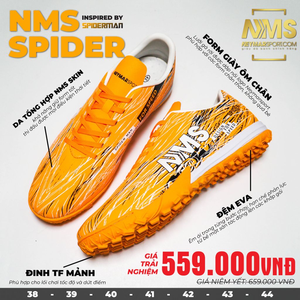 Giày đá bóng NMS SPIDER - Orange/White