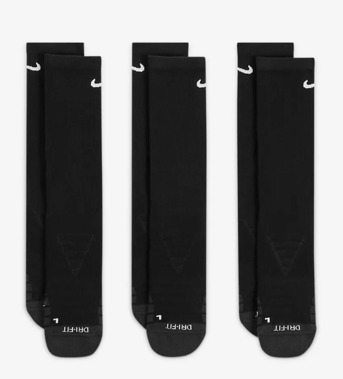 Pack 3 đôi vớ bóng đá Nike Socks Dry Cushion Crew - Black/Anthracite/White