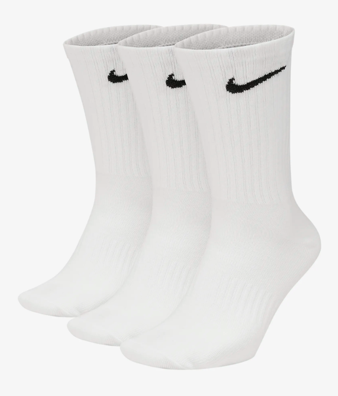 Pack 3 đôi vớ bóng đá Nike Socks Everyday Lightweight Crew - White/Black