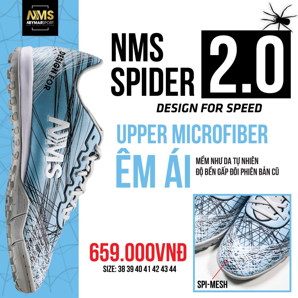 Giày đá bóng NMS SPIDER 2.0 TF - Blue Grey/White SPI2400