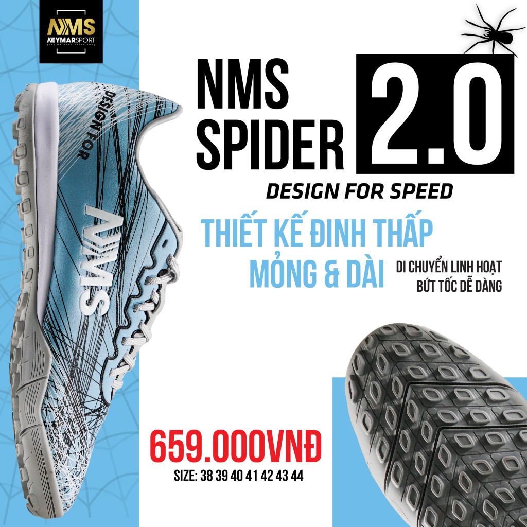 Giày đá bóng NMS SPIDER 2.0 TF - Blue Grey/White SPI2400