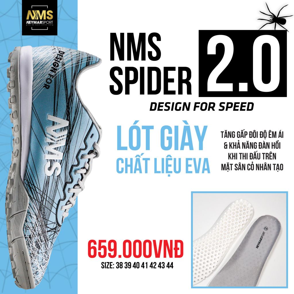 Giày đá bóng NMS SPIDER 2.0 TF - Blue Grey/White SPI2400