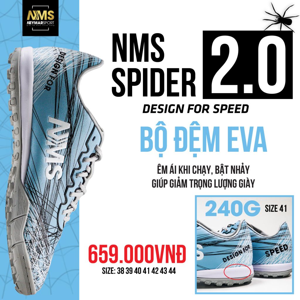 Giày đá bóng NMS SPIDER 2.0 TF - Blue Grey/White SPI2400