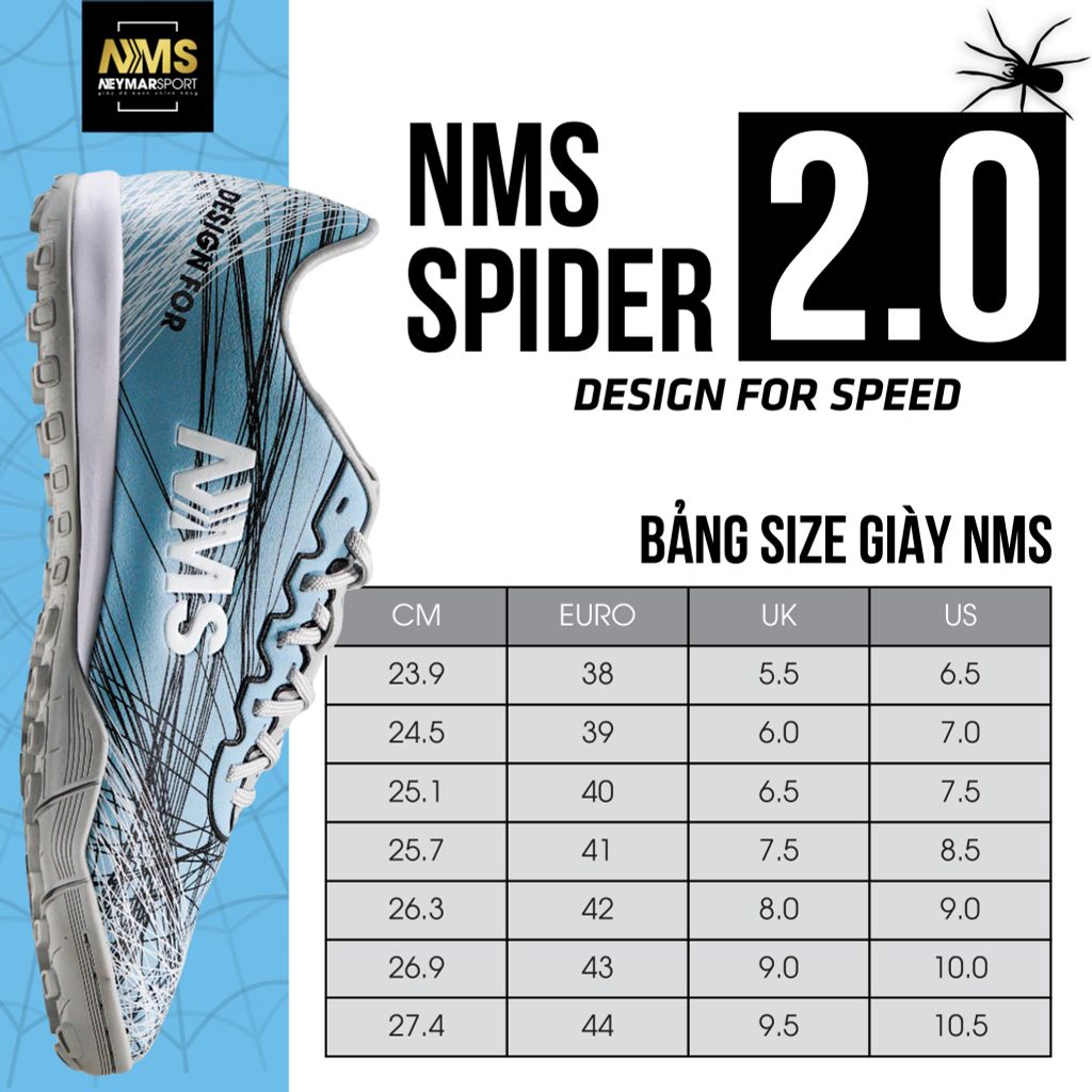 Giày đá bóng NMS SPIDER 2.0 TF - Blue Grey/White SPI2400