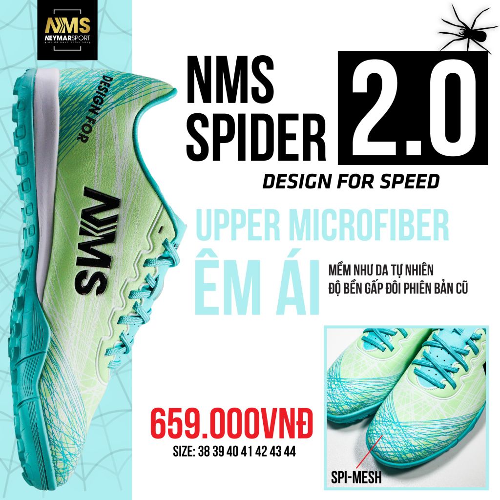 Giày đá bóng NMS SPIDER 2.0 TF - Neon Green/Mint SPI2200