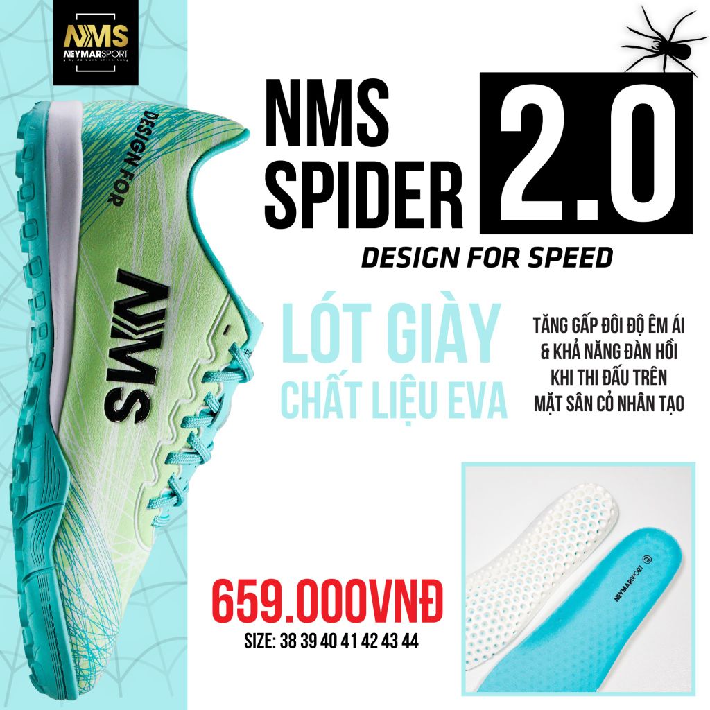 Giày đá bóng NMS SPIDER 2.0 TF - Neon Green/Mint SPI2200