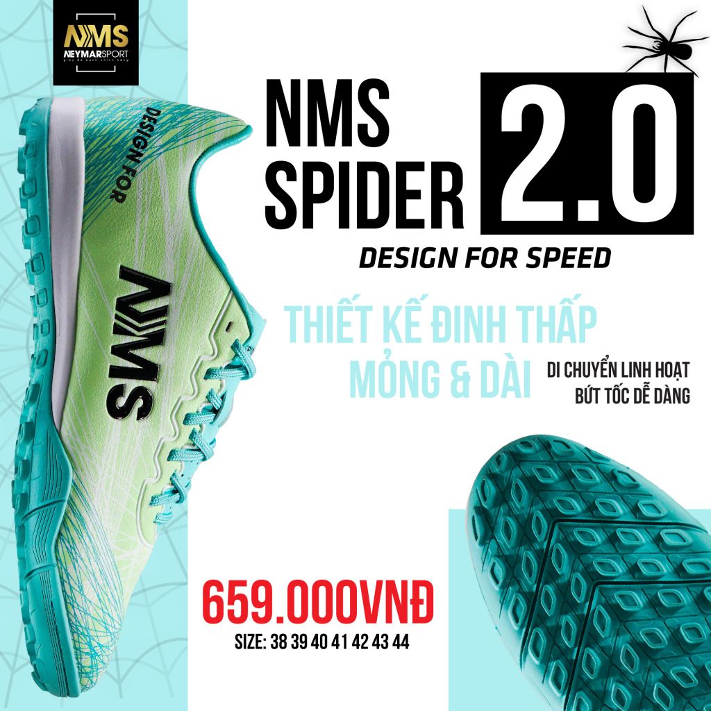 Giày đá bóng NMS SPIDER 2.0 TF - Neon Green/Mint SPI2200