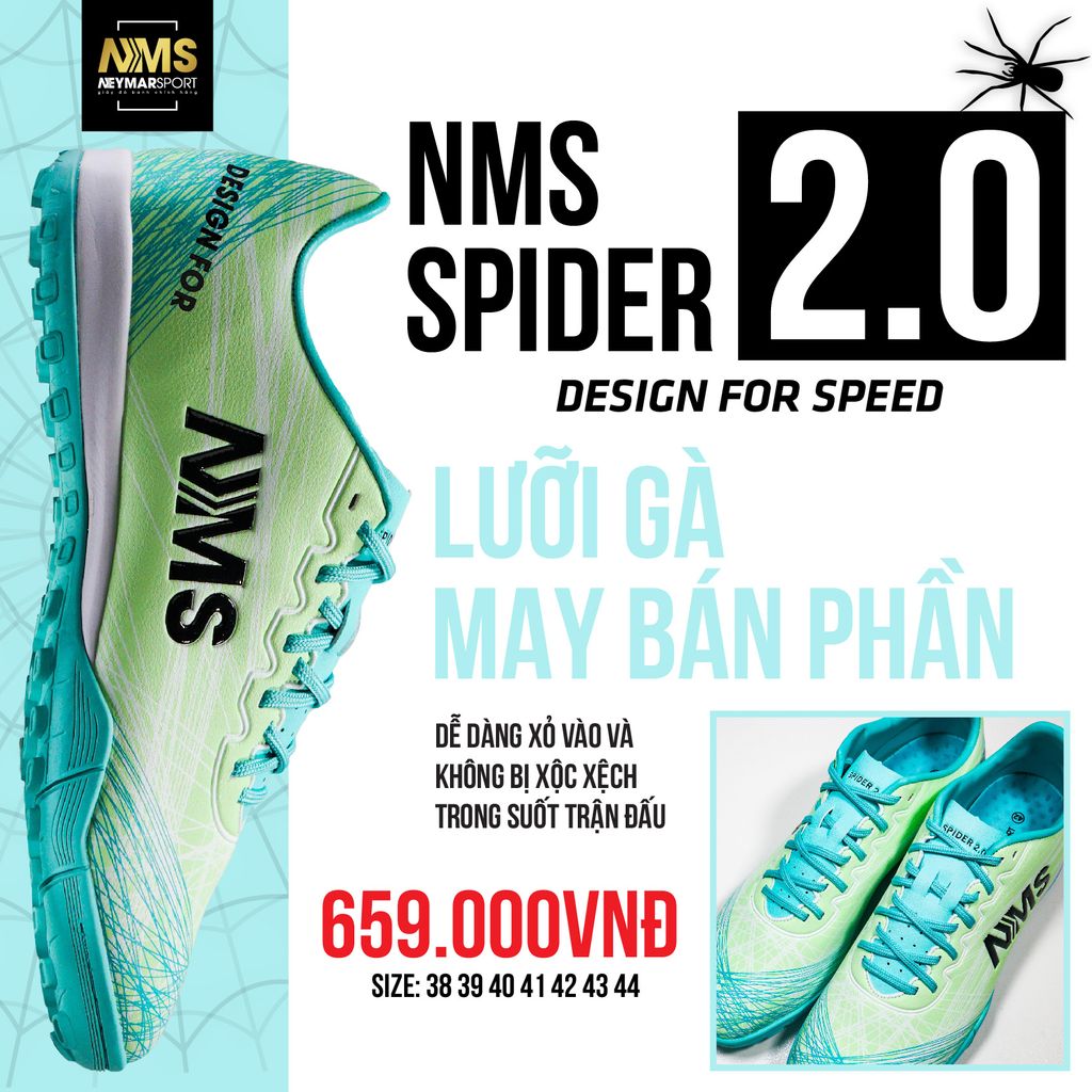 Giày đá bóng NMS SPIDER 2.0 TF - Neon Green/Mint SPI2200