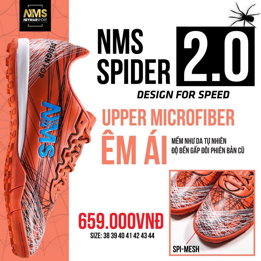 Giày đá bóng NMS SPIDER 2.0 TF - Crimson/Aurora Green SPI2300
