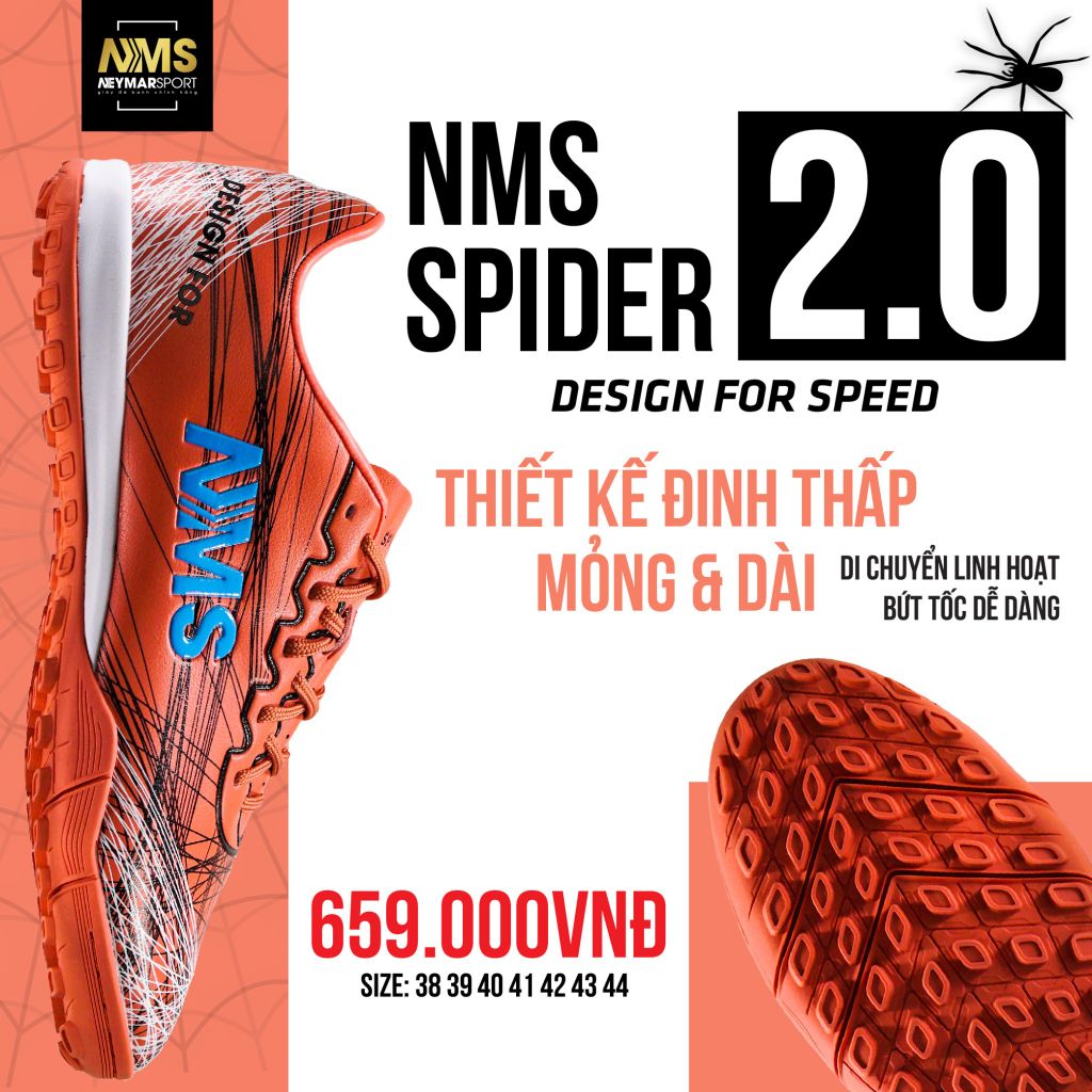 Giày đá bóng NMS SPIDER 2.0 TF - Crimson/Aurora Green SPI2300