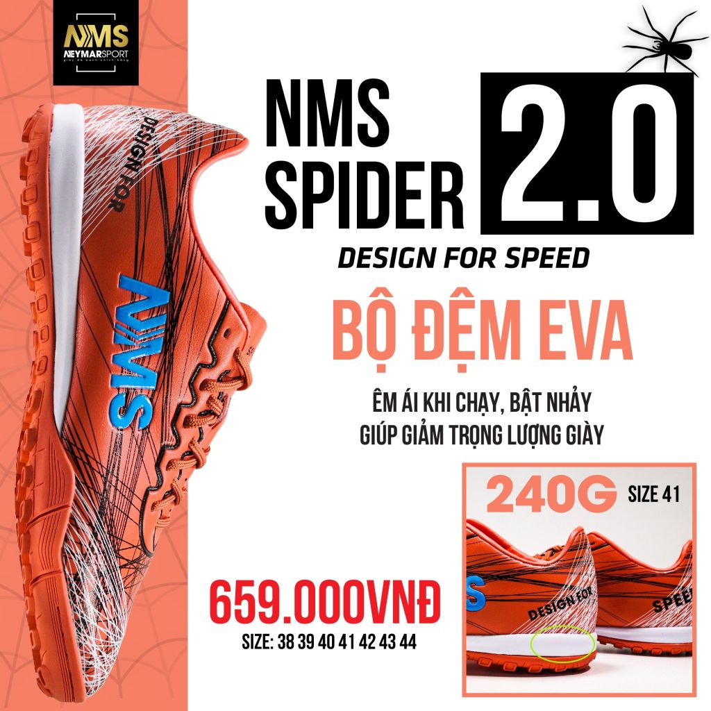 Giày đá bóng NMS SPIDER 2.0 TF - Crimson/Aurora Green SPI2300